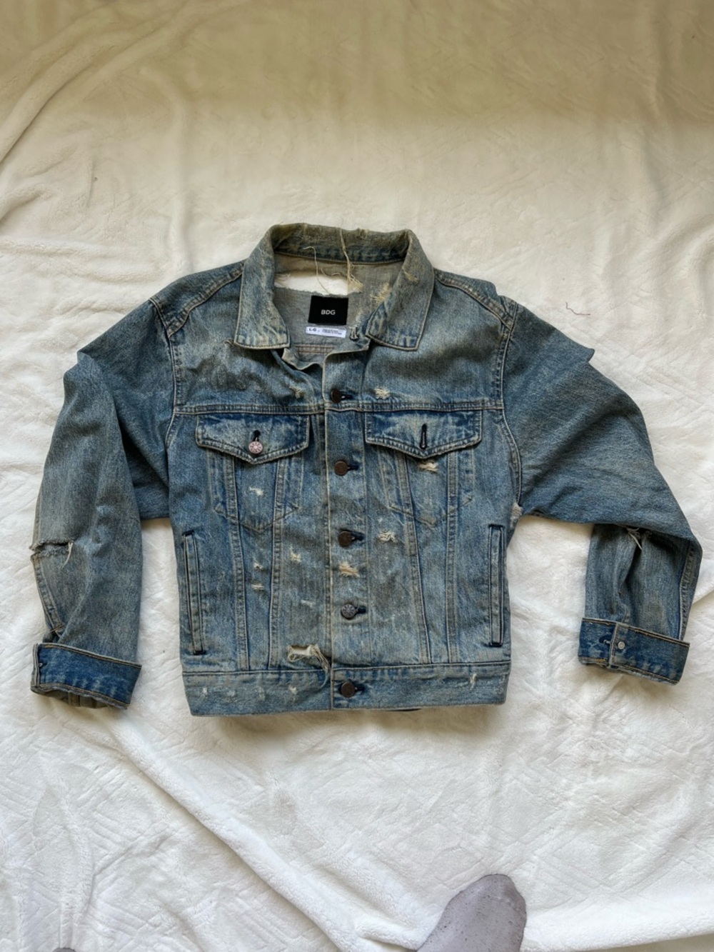 BDG Faded Blue Distressed Denim Jacket